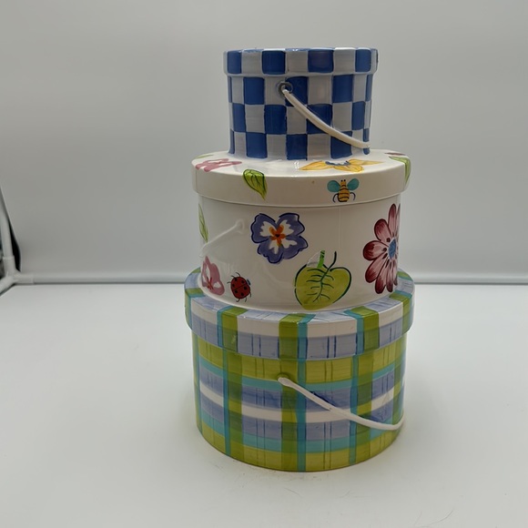 Linens & Things Cookie Jar,Retired Rare Hatbox Ladybug Plaid Bee Cookie Jar - Picture 2 of 16